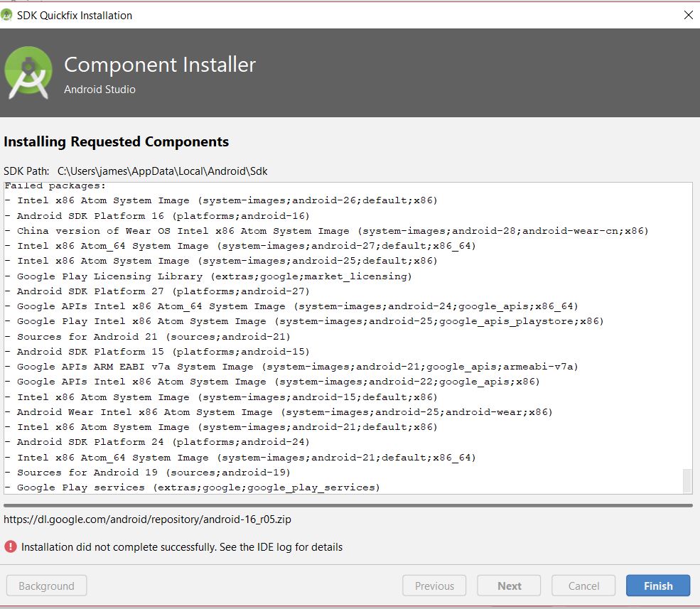 Installation did not complete successfully see the ide log for details что делать