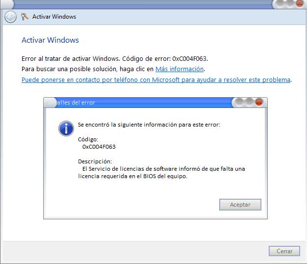Error 0xc004f063 En Activacion De Licencia Windows 7 Home Premium