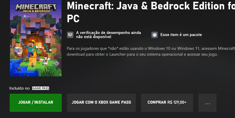 O meu Minecraft bedrock não está instalando - Microsoft Community