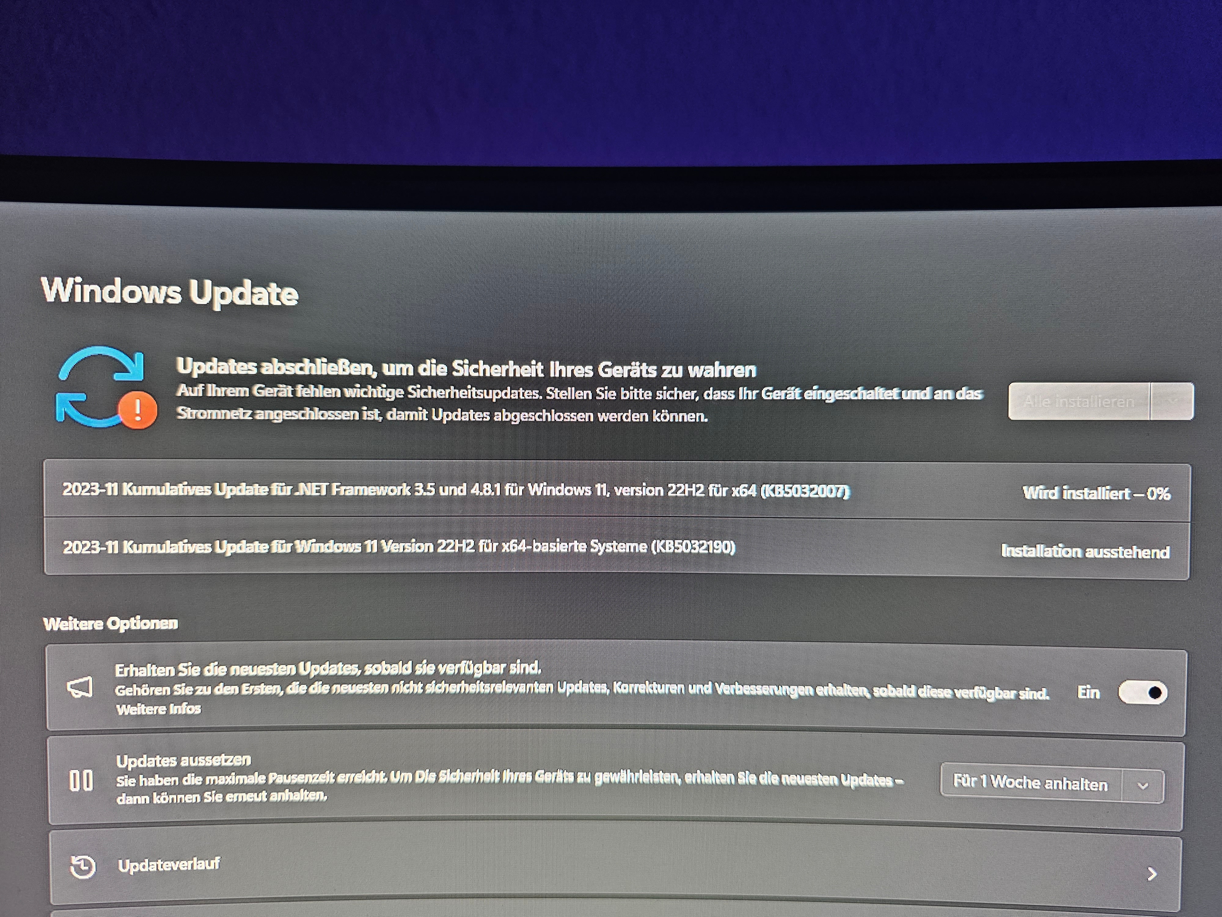 Ich kann meinen Pc wegen einem Windows Update nicht neustarten.
