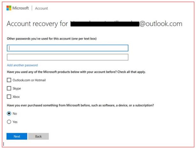 Microsoft Account Recovery Process - Online Validation - Microsoft ...