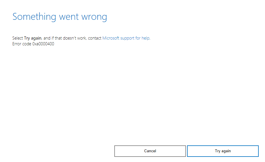 Upgrading to Windows 11 Error code 0xa0000400 - Microsoft Community