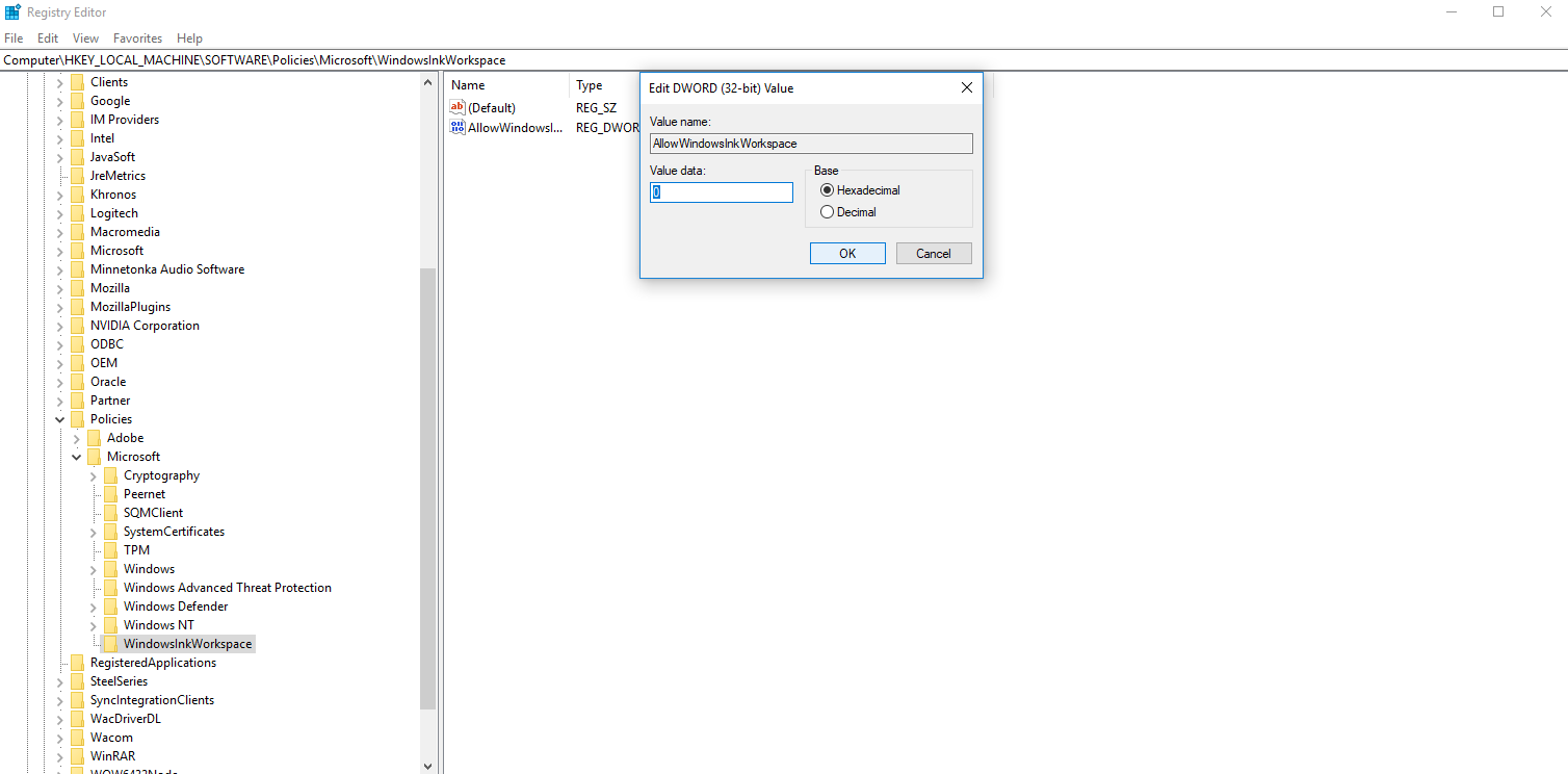 Mechanics worm Derivation How do I PERMANENTLY disable Window Ink for Windows 10 Pro 1803 - Microsoft  Community