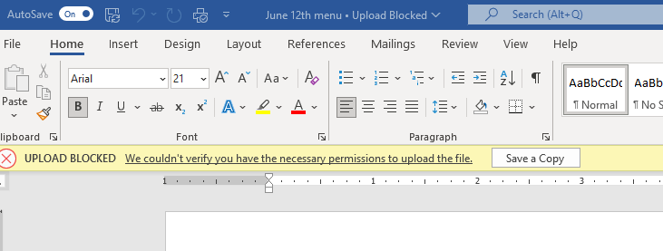 Microsoft Word Upload Blocked We Could Not Verify You Have Necessary Microsoft Community 1333