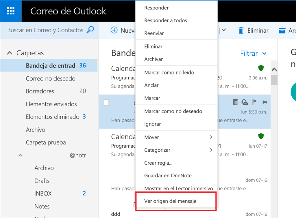 Outlook Rastrear origen de un correo Microsoft Community