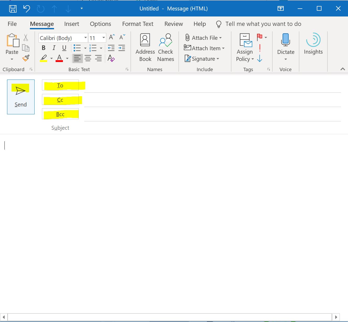 Outlook Message "To", "CC", "BCC" Field View - Microsoft Community