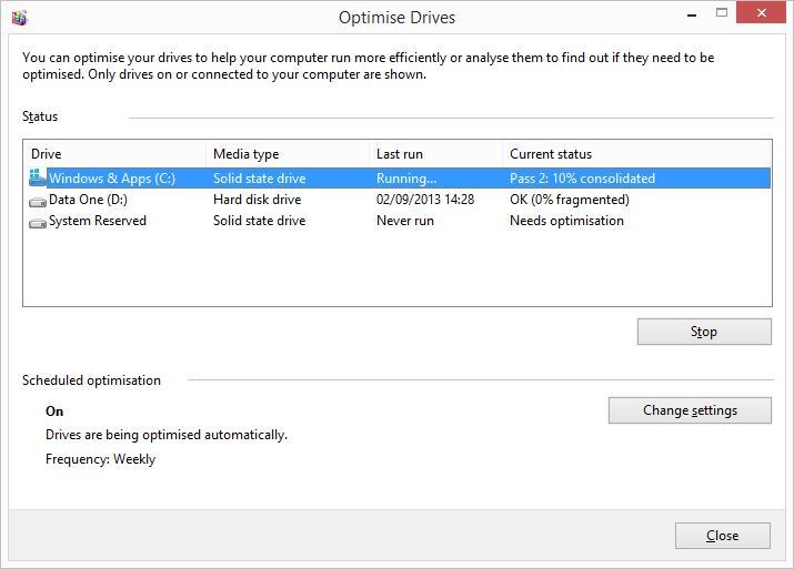 Windows 8.1 defrag and optimisation issues - Microsoft