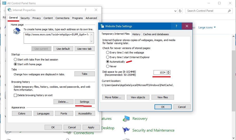 Why can't I view my browsing history in Explorer