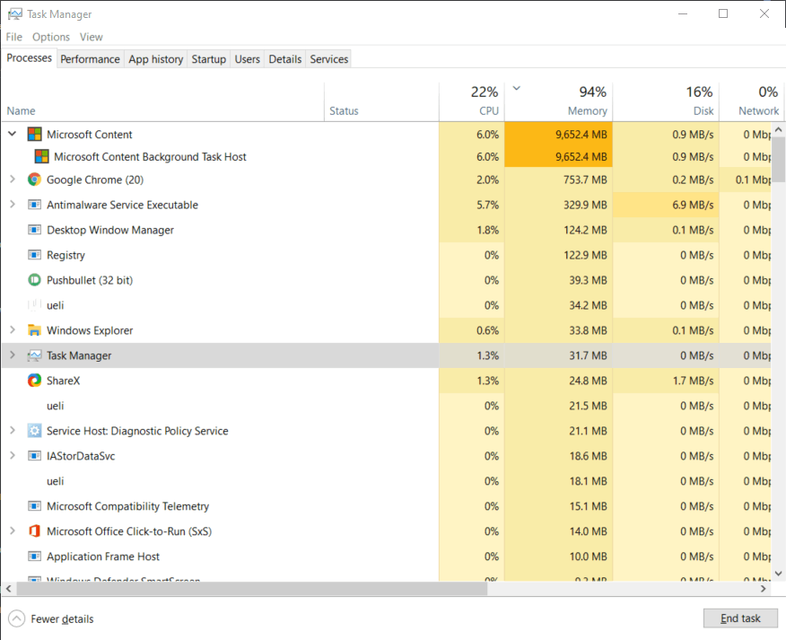 Microsoft Content Background Task Host using up to 10GB of RAM - Microsoft  Community