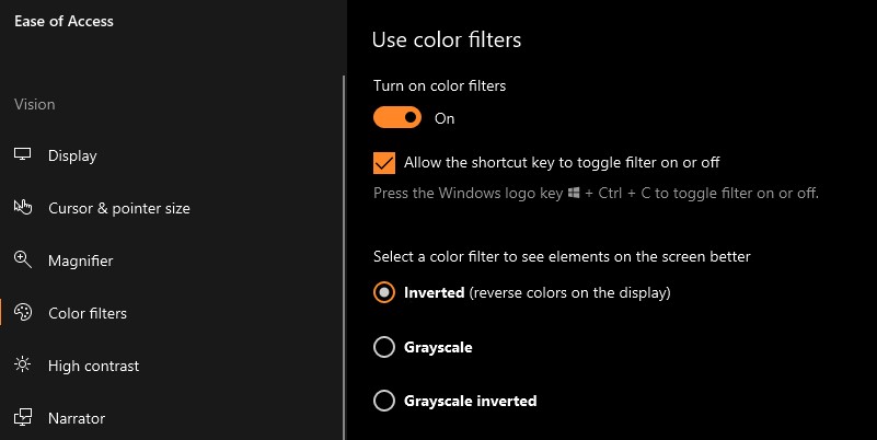 Windows 10 Desktop Colors stuck on Inverted, how to reset? - Super User