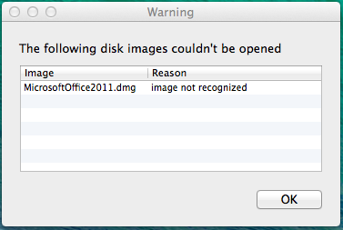 Dmg file image not recognized