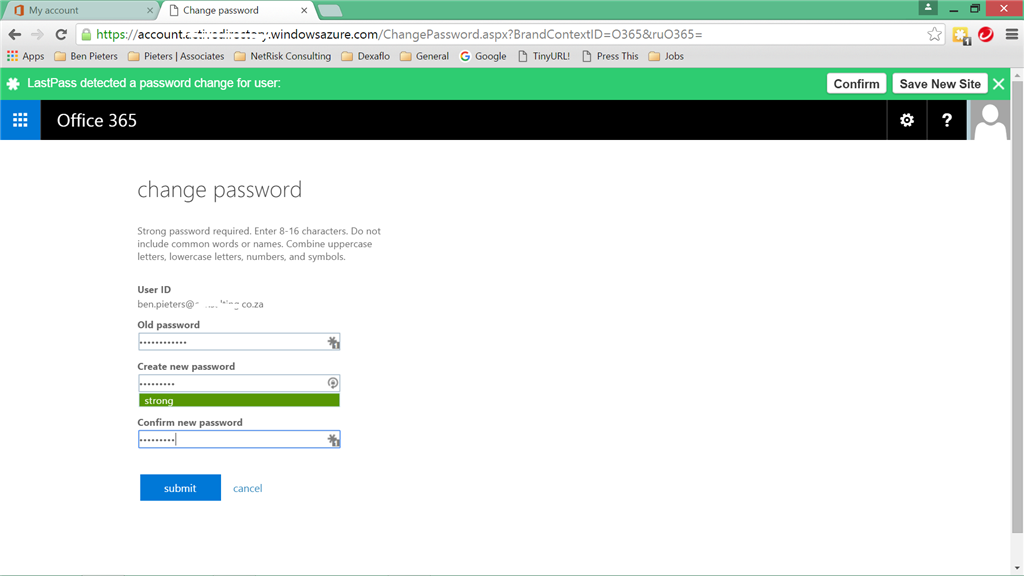 Error When Changing My Password Microsoft Community
