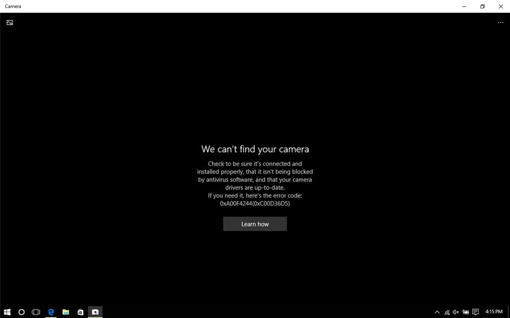 Built-in webcam not working with 10. -