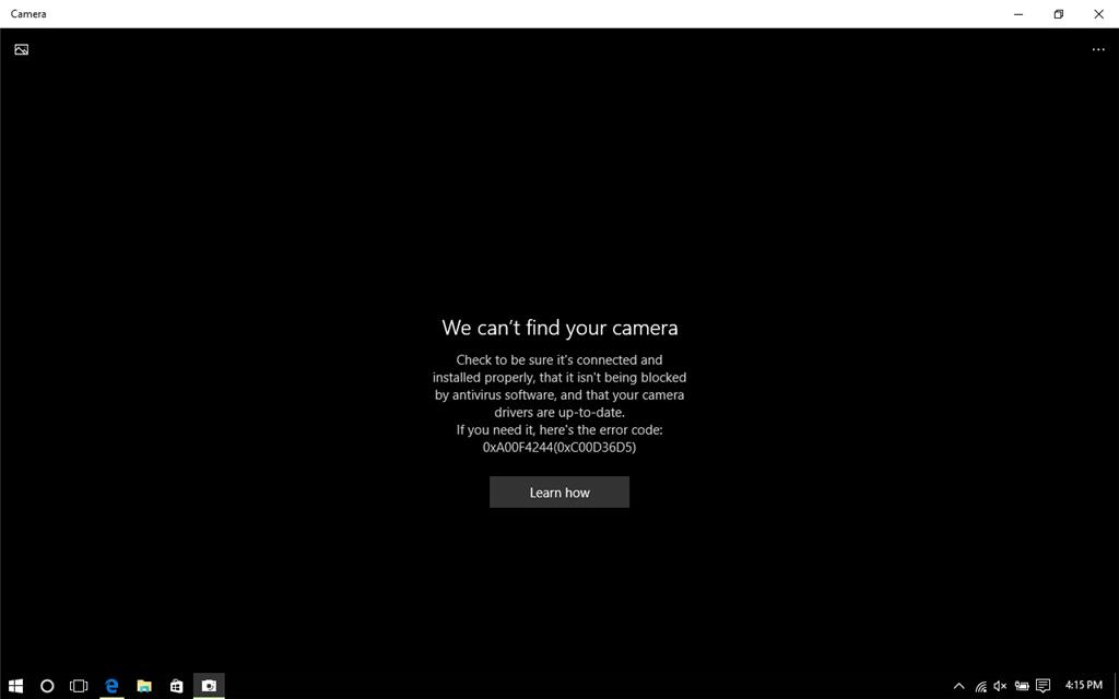 imaging edge webcam not working windows 10