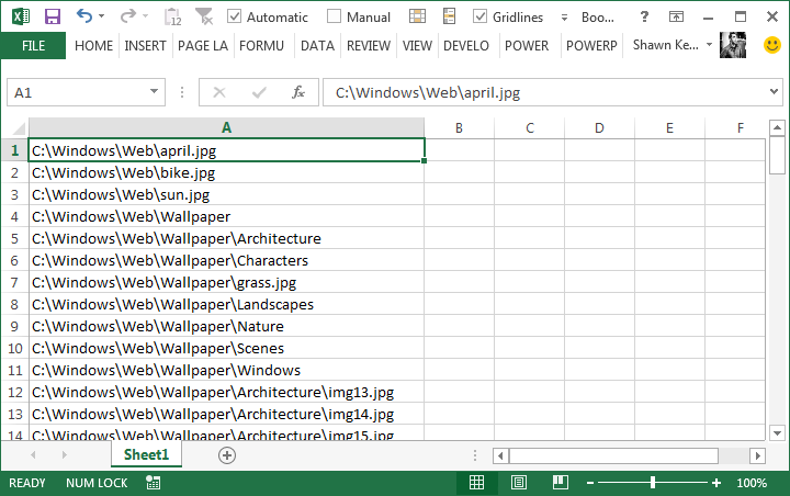 How do I get a list of jpeg file titles on the computer directory ...
