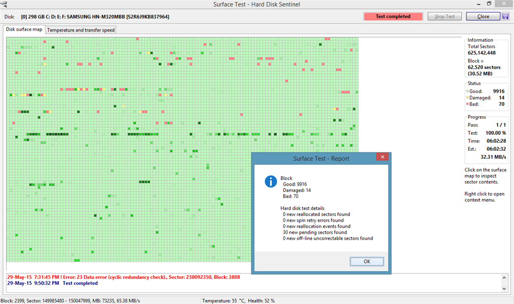 Error cyclic redundancy check in torrent and bad sectors 