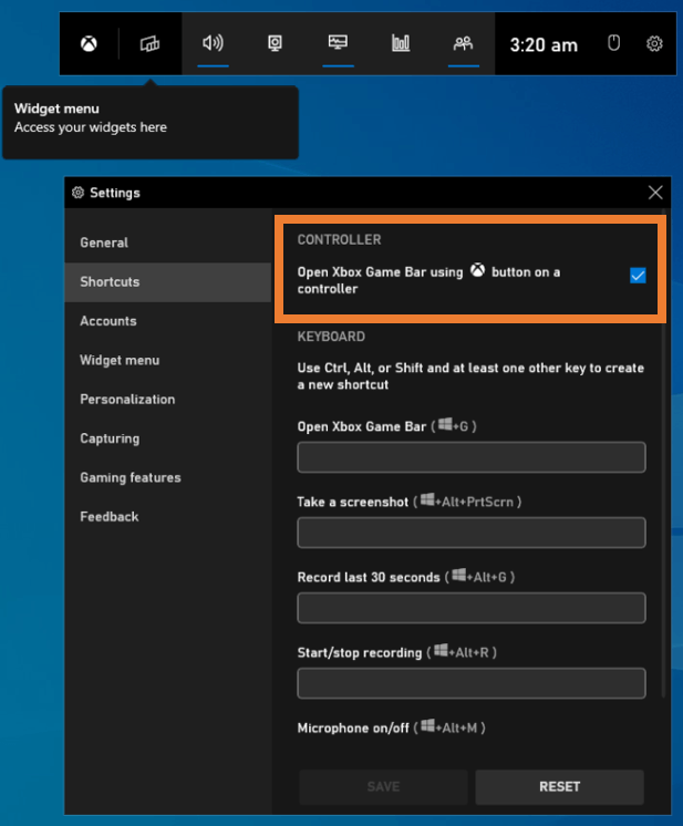 Add or Remove Widget Buttons From Xbox Game Bar in Windows 10