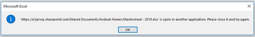 Spreadsheet open in another application - sharepoint / Office365 ...