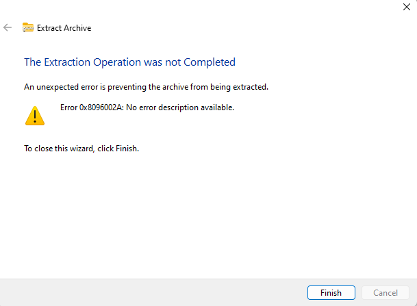 no error description found 0x8096002A windows 11 - Microsoft Community