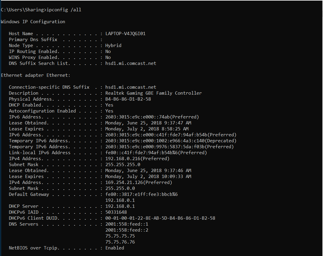 My laptop has 2 IP addresses - Microsoft Community