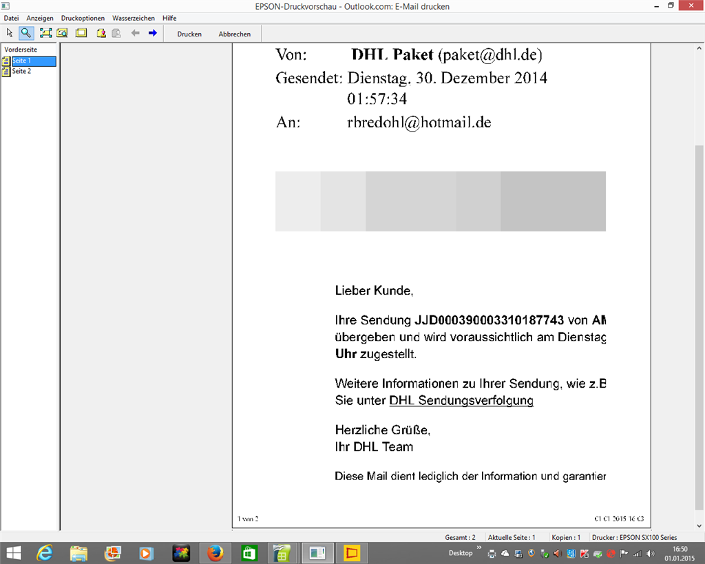 Problem Beim Drucken Einer E Mail Microsoft Community