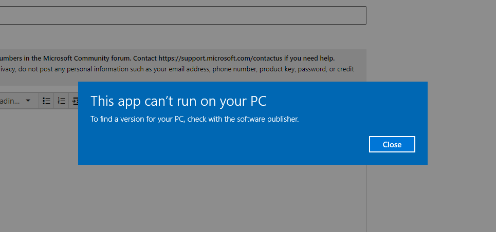 Can your pc. This app can't Run on your PC. This app. Can't Run. Can application.