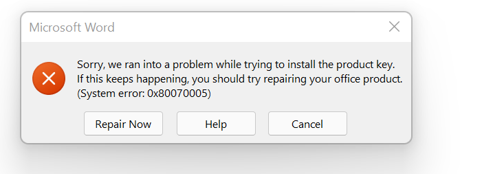 Not Able To Install The Product Key Of MS Office And Student 2019 In ...