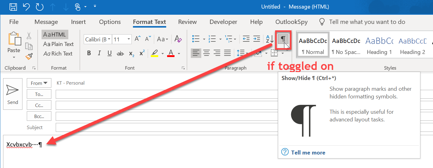 Outlook Words Spaced Out