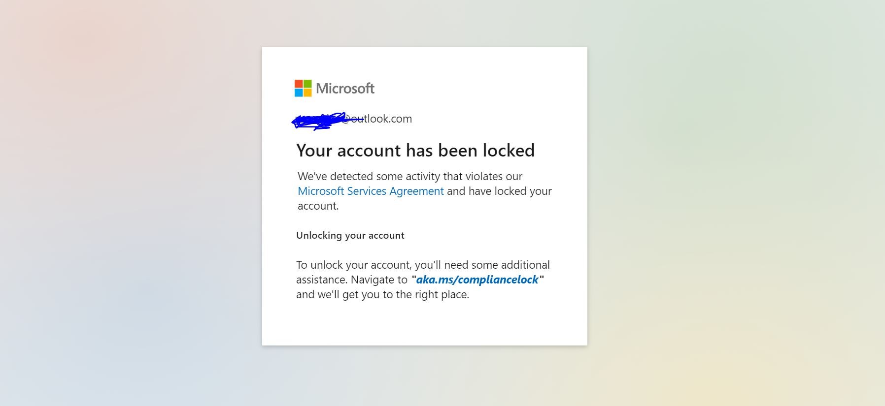 Your account has been locked - Microsoft