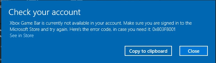 0x803f8001 xbox store
