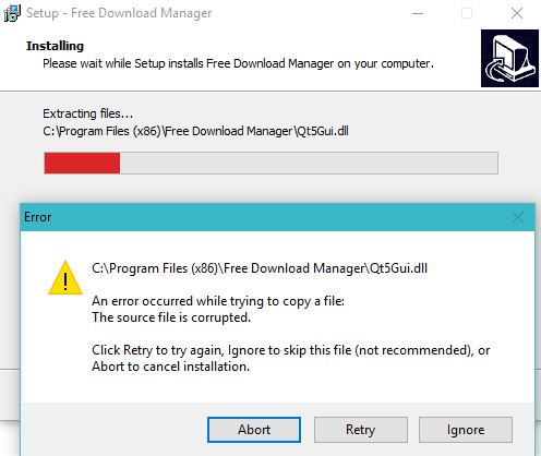 Corrupt Windows Installer