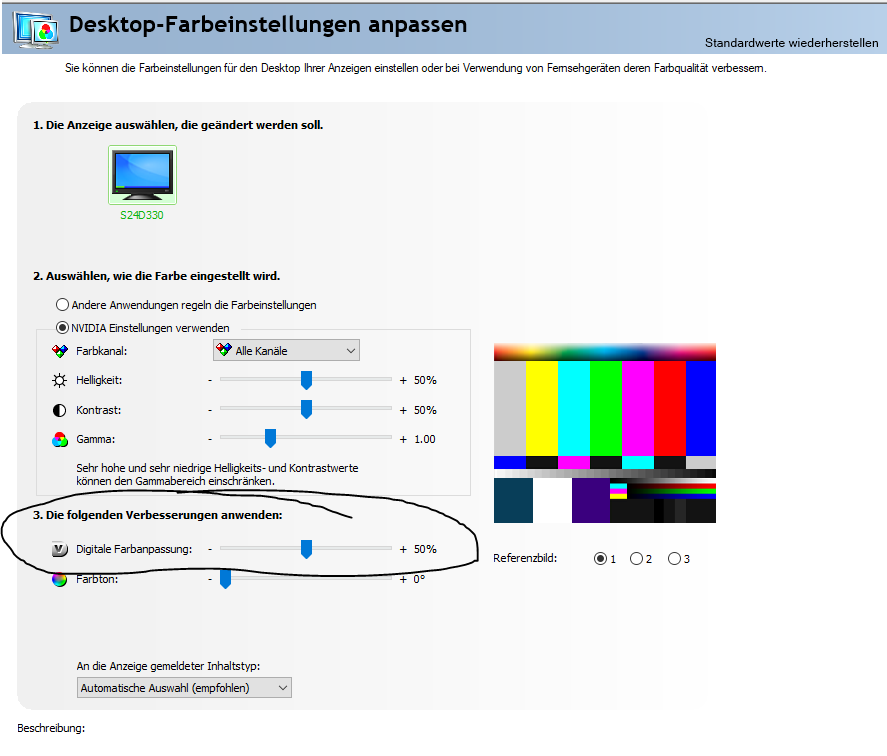 Monitor-/ Farbeinstellungen seltsames Verhalten