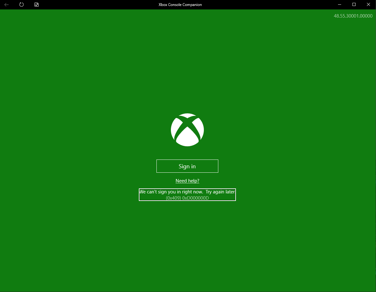 Xbox Companion App Error Code 0x409 