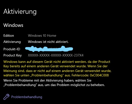 Mainboard  geändert , Windows kann nicht aktiviert  werden