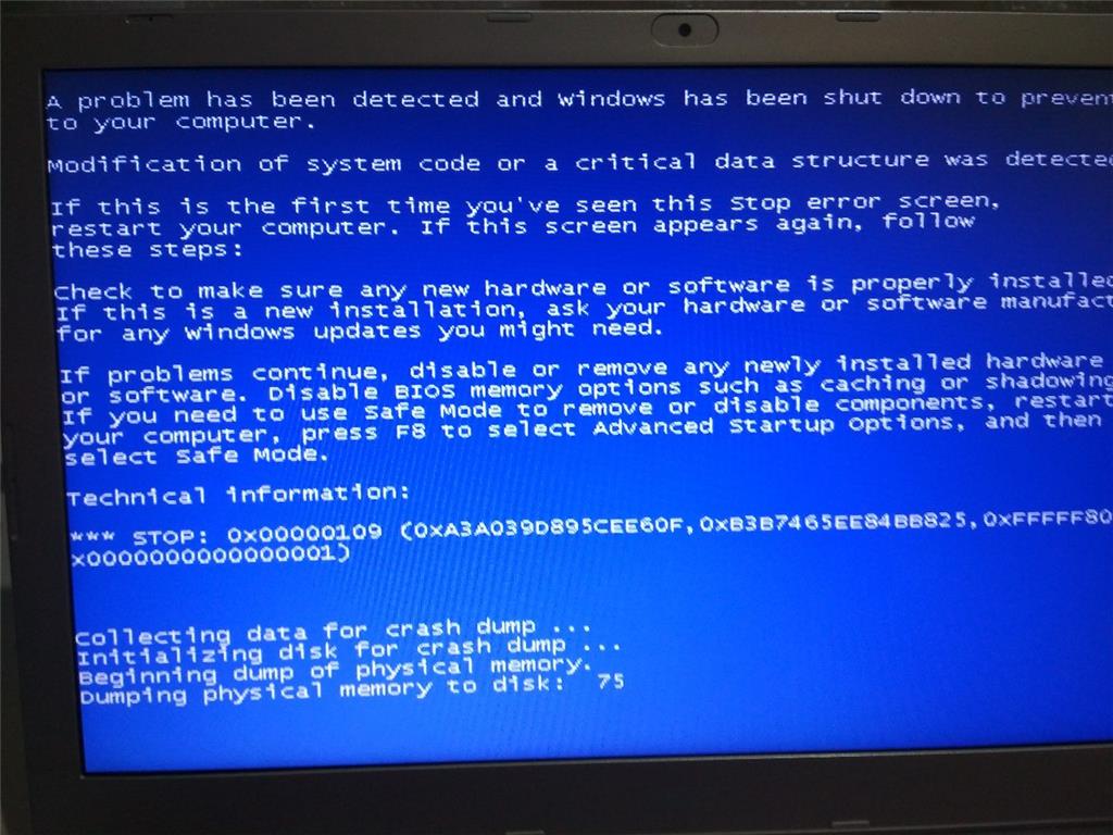 Ошибка синий экран