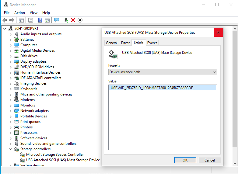 USB Attached SCSI (UAS) Mass Storage Device - Microsoft Community