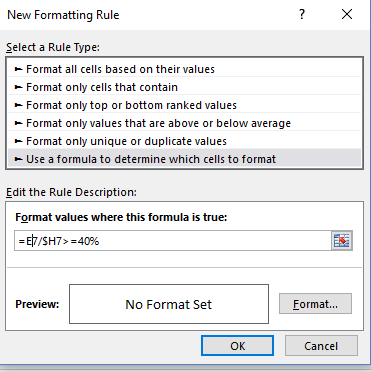 Conditional Formatting With Percentage Microsoft Community