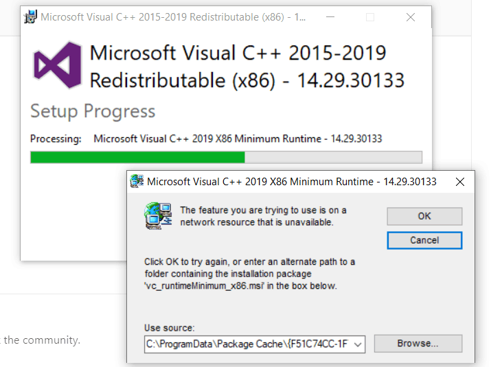 Microsoft Visual C 19 Minimum Runtime 14 29 Error Microsoft Community