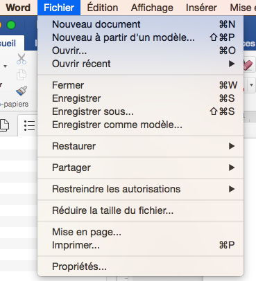 Modifier le mod le de d marrage Normal de Word 2016 sur un mac