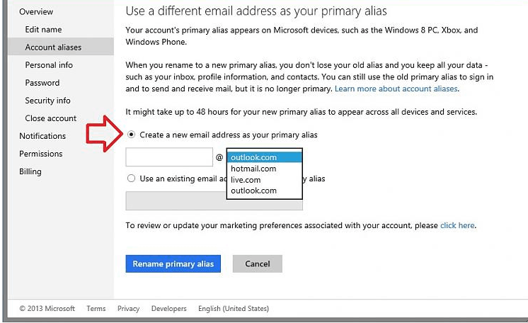 A better way to manage aliases and primary email address for your Microsoft  account