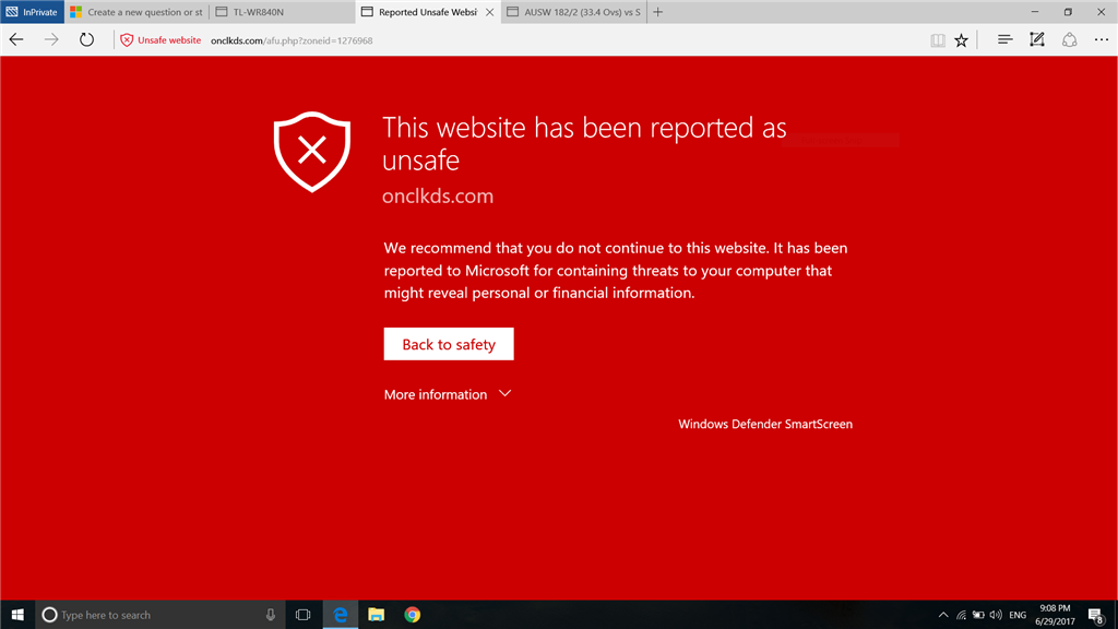 Opens Unsafe website while clicking to some reliable pages - Microsoft ...