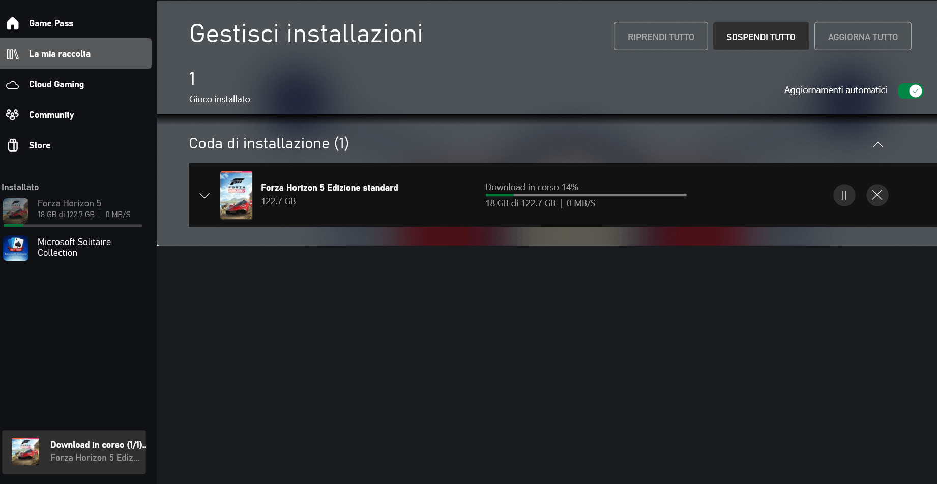 Forza Horizon 5 Xbox PC game pass download stuck at 16