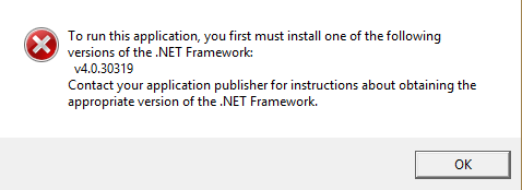 Нет фреймворк 4.0 30319