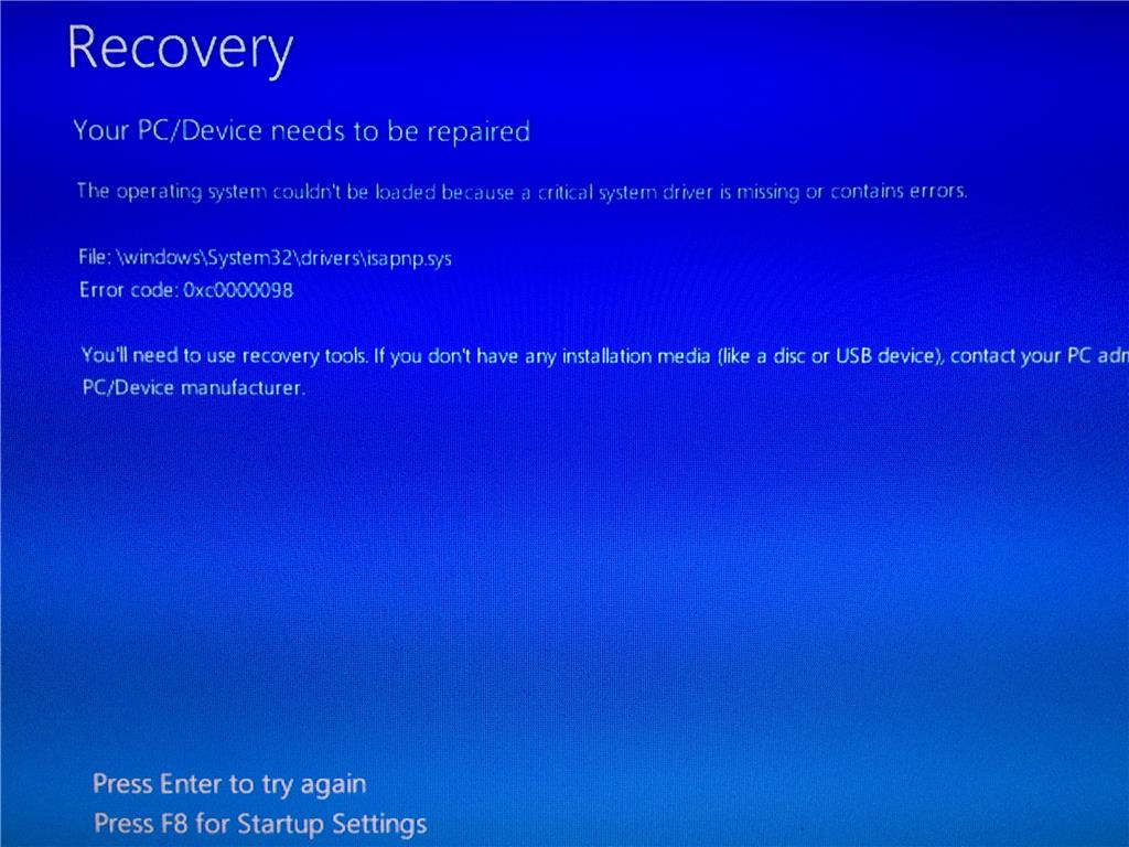 Installing Windows 10 Missing Media Driver