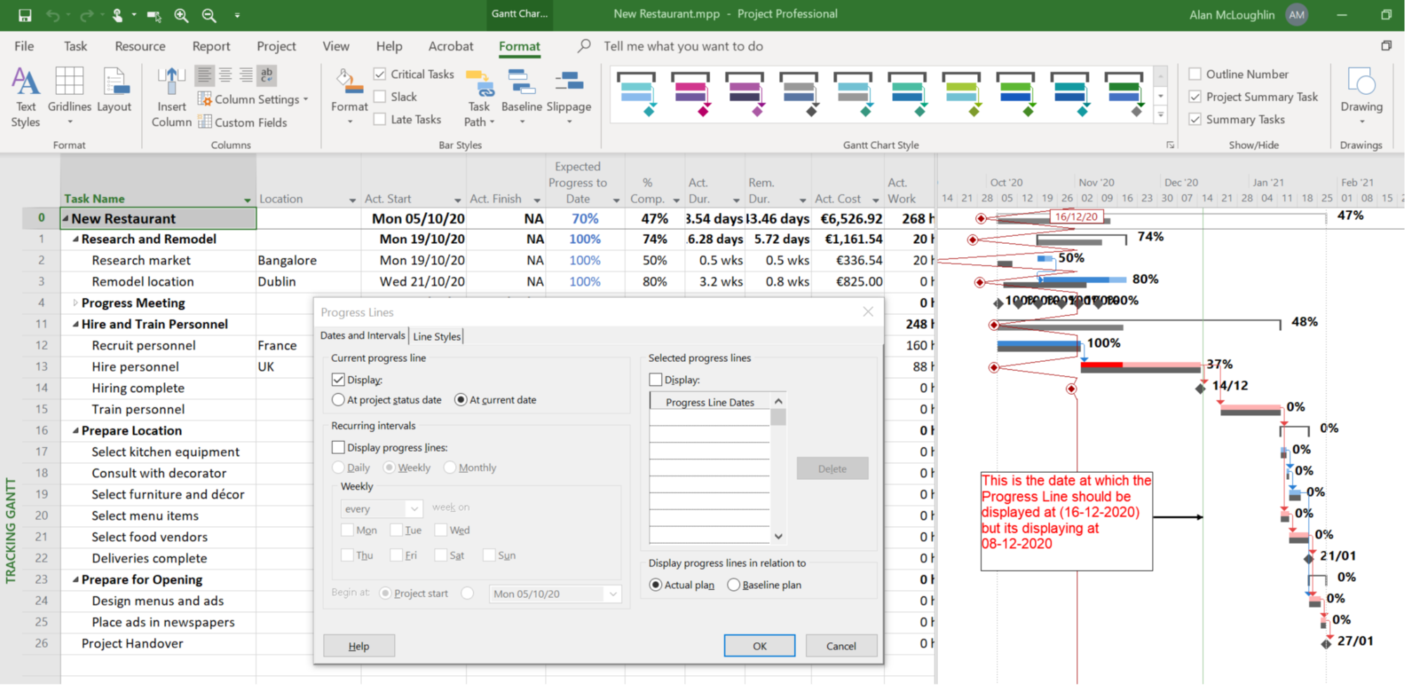 Incorrect Display of Progress Lines - Microsoft Community