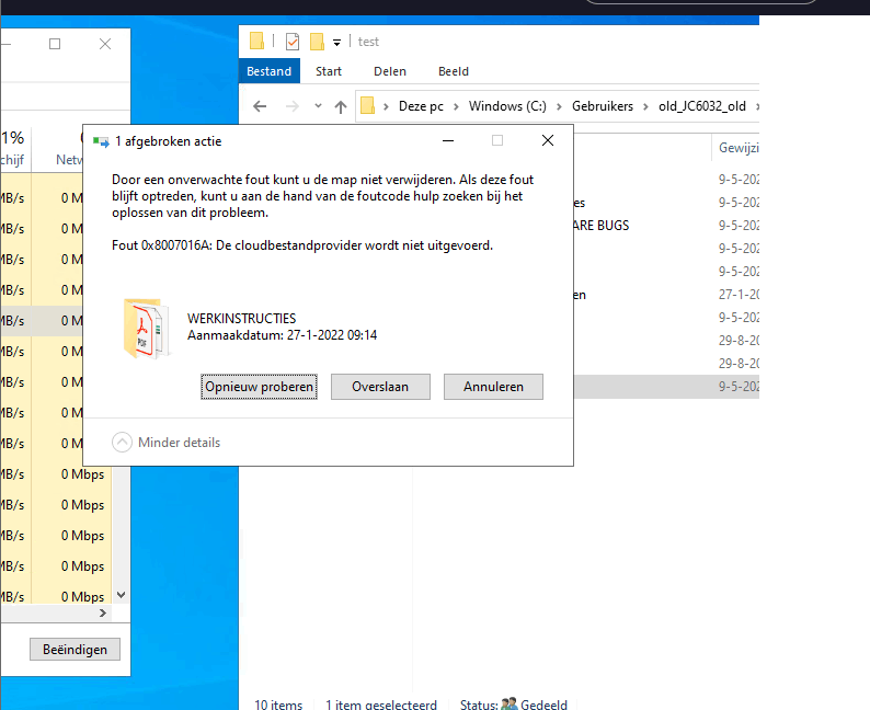 Cannot Delete Old Onedrive Folder Data Because Of Error "0x8007016A ...