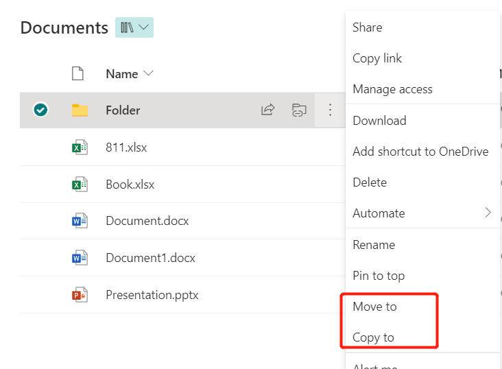 Sharepoint has no option to move files - Microsoft Community