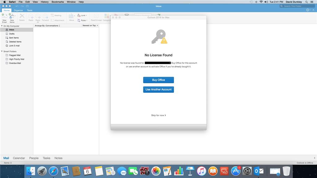 Office 2016 For Mac No License Found