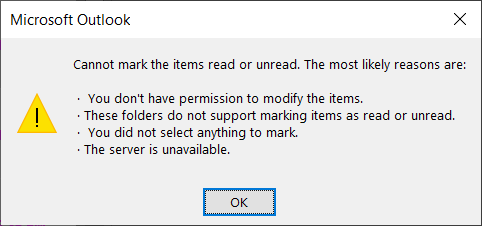 Cannot mark the items read or unread - Microsoft Community