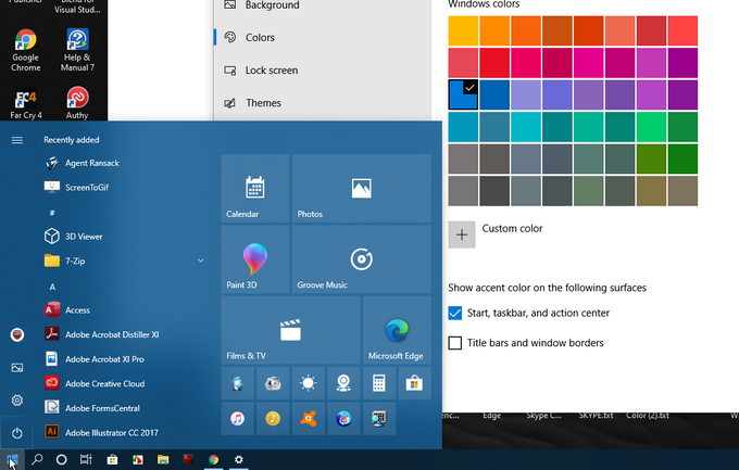 Why does the Windows 10 start menu appear to be all gray and colorless